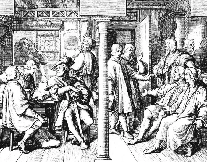 Framed Print : Martin Luther and the Swiss students in the inn