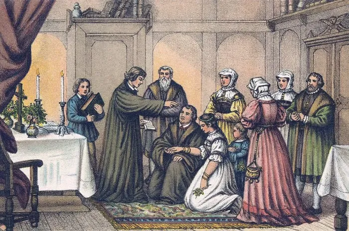 Framed Print : Martin Luther's marriage with Katharina von Bora Framed Print : Martin Luther's marriage with Katharina von Bora