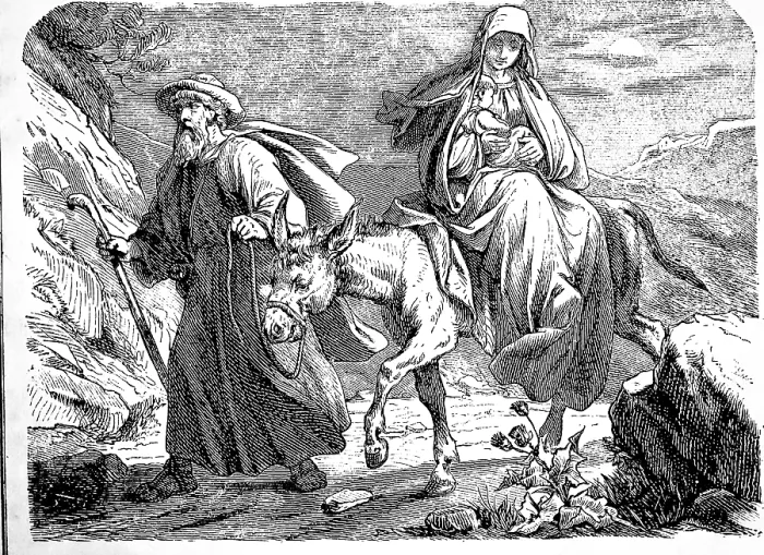 Framed Print : Mary and Joseph flee to Egypt with baby Jesus
