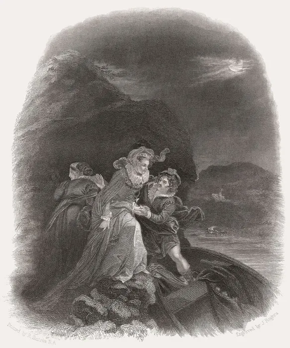Framed Print : Mary Stuart or Mary I. Queen of Scots Escaping from Loch Leven Castle Framed Print : Mary Stuart or Mary I. Queen of Scots Escaping from Loch Leven Castle
