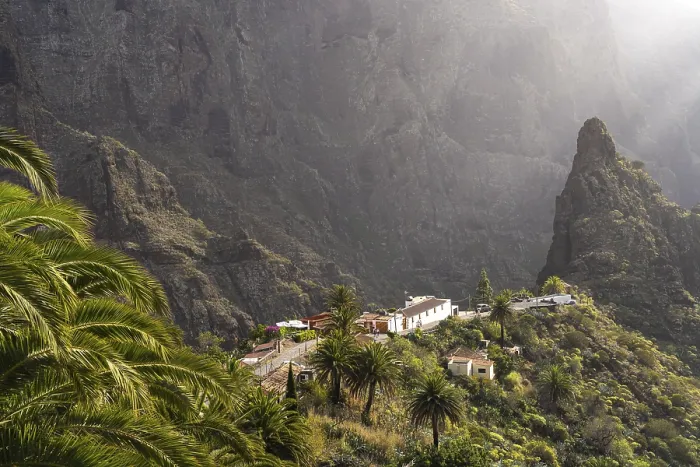 Framed Print : Masca mountain village and the gorge in the Teno Mountains
