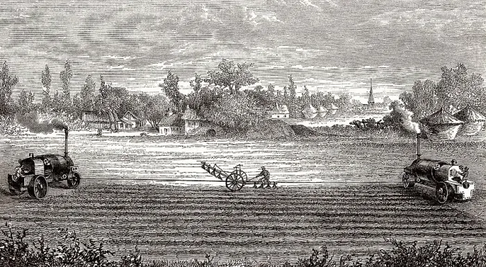 Framed Print : Maschinelle Dampfpflugsysteme bei der Arbeit