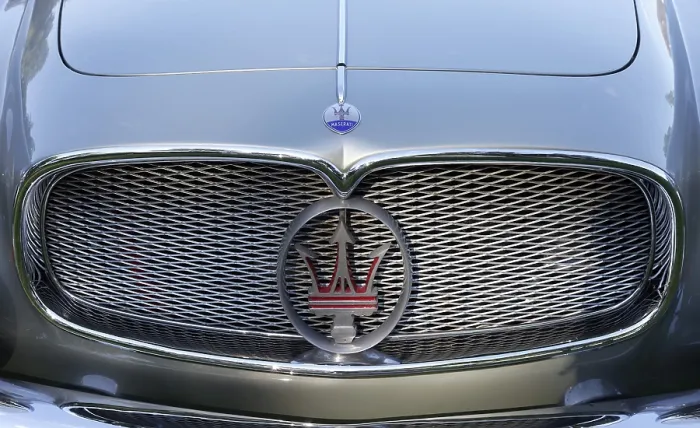 Framed Print : Maserati emblem, model A6G 54 Coupe 2000