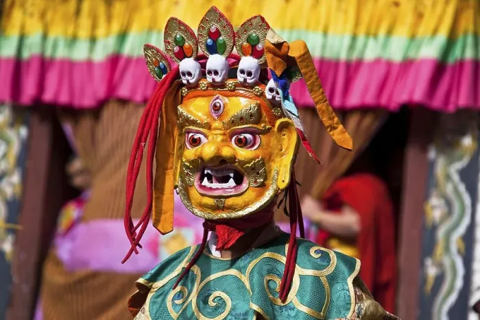 Framed Print : Masqued performer at the yearly Trashigang Tsechu