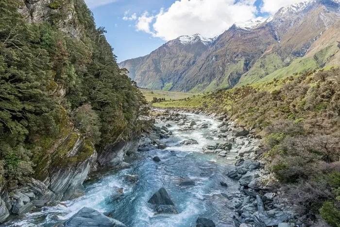 Framed Print : Matukituki River, river flows through the valley Framed Print : Matukituki River, river flows through the valley