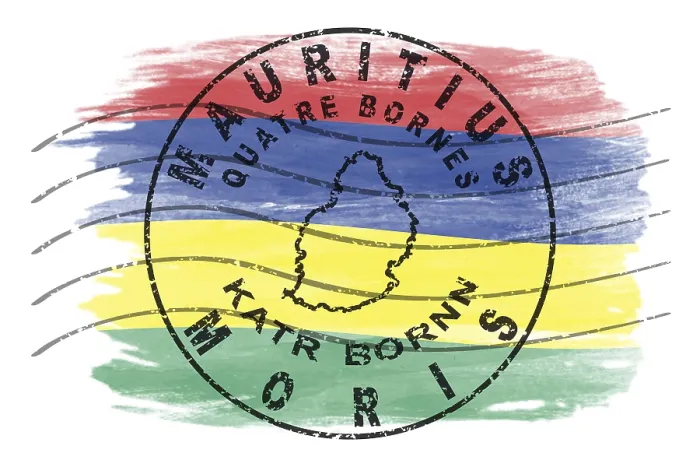 Framed Print : Mauritius Quatre Bornes Round Seal Map Design
