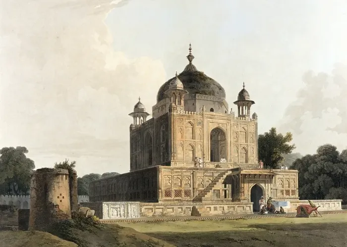 Framed Print : Mausoleum of Sultan Purveiz, near Allahabad, with the remains of Sultan Purveiz, son of Emperor Jehangire, India, ca 1880, digitally enhanced reproduction of a 19th century model, Asia