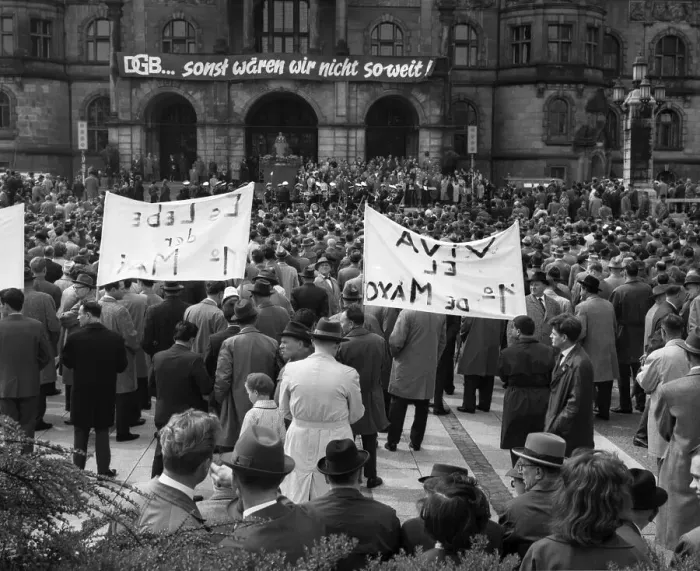 Framed Print : May Day demonstrations of the German Trade Union Federation (DGB)
