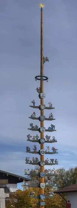 Framed Print : Maypole, Eggstaett, Chiemgau, Bavaria