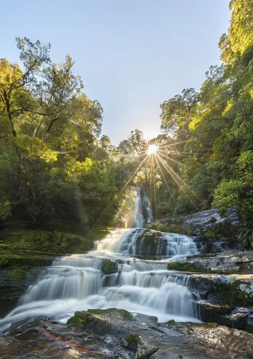 Framed Print : McLean waterfall, Sun Star, The Catlins Framed Print : McLean waterfall, Sun Star, The Catlins