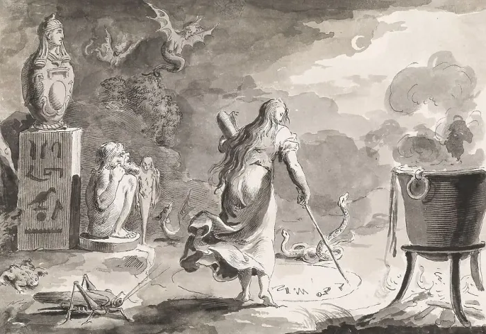 Framed Print : Medea. A woman with her back turned