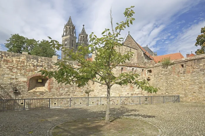 Framed Print : Medieval bastion Cleve with defence defence tower Cleve and Gothic Magdeburg Cathedral Framed Print : Medieval bastion Cleve with defence defence tower Cleve and Gothic Magdeburg Cathedral