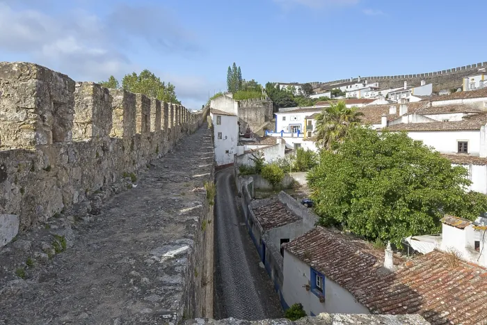 Framed Print : On the medieval city wall, picturesque small town Obidos