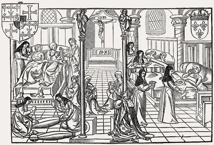 Framed Print : Medieval hospital, Paris, France, Europe