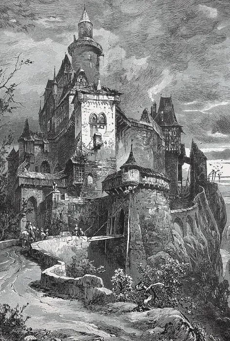 Framed Print : Medieval ideal of a knight's castle