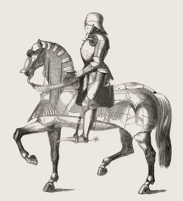 Framed Print : A medieval knight riding a horse Framed Print : A medieval knight riding a horse