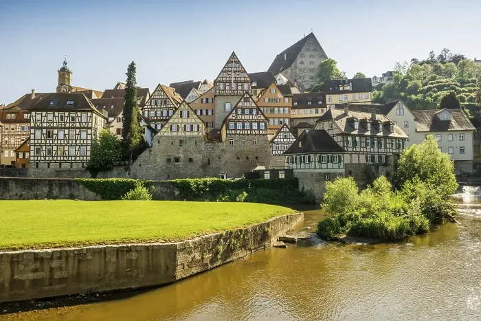Framed Print : Medieval town and half-timbered houses Framed Print : Medieval town and half-timbered houses