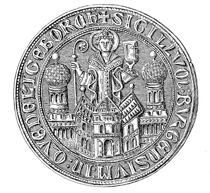 Framed Print : Medieval town seal from the 13th to 15th century