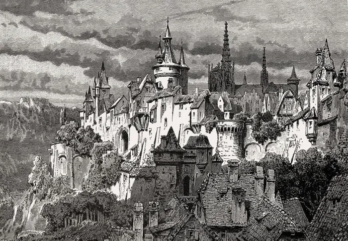 Framed Print : Medieval town wall