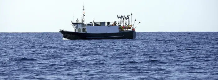 Framed Print : Mediterranean longliner boat working in Alicante to catch swordfish