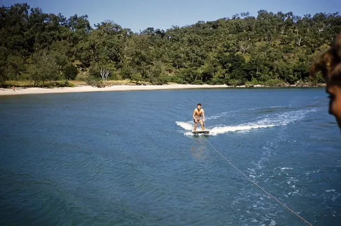 Framed Print : Melbourne Grammar School expedition to Queensland, Australia, 1956, probably a boy water skiing on the Whitsunday Islands, Oceania Framed Print : Melbourne Grammar School expedition to Queensland, Australia, 1956, probably a boy water skiing on the Whitsunday Islands, Oceania