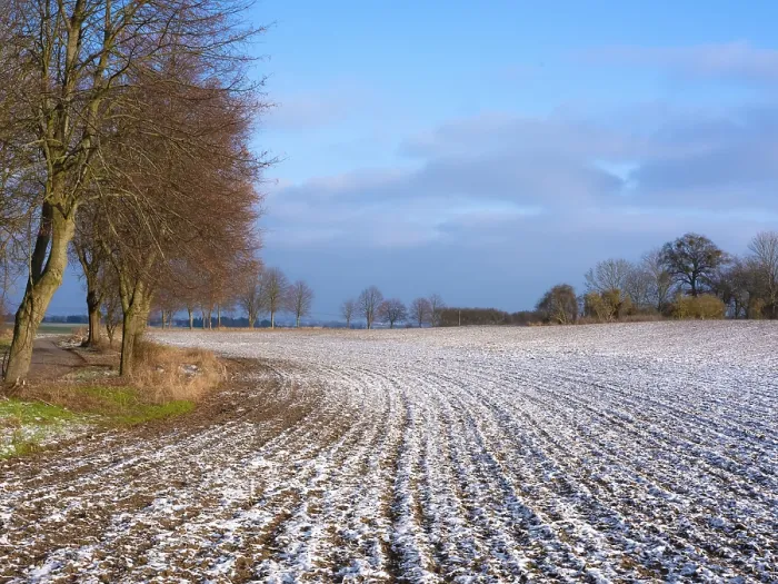 Framed Print : The melting snow on fields in early spring