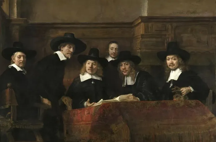 Framed Print : The members of the Amsterdam clothiers guild known as the Syndics Framed Print : The members of the Amsterdam clothiers guild known as the Syndics