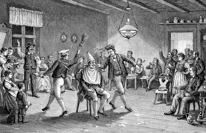 Framed Print : Men at the barber's dance, an old custom in Pomerania Framed Print : Men at the barber's dance, an old custom in Pomerania