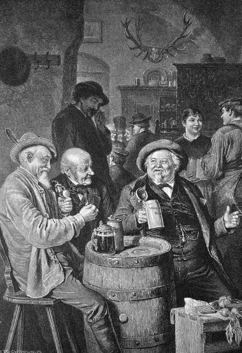 Framed Print : Men drinking beer, historical engraving, 1888 Framed Print : Men drinking beer, historical engraving, 1888