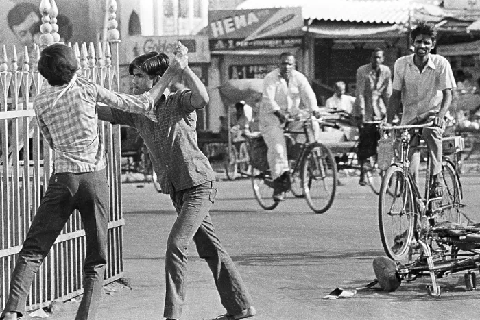 Framed Print : Men fighting on street Charminar Hyderabad Andhra Pradesh India Asia 1974
