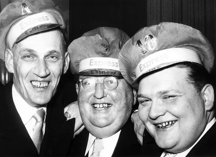 Framed Print : Three men laughing, 1950s, exact place unknown Framed Print : Three men laughing, 1950s, exact place unknown
