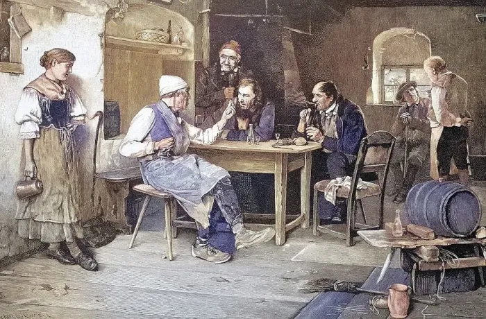Framed Print : Men, peasants in an inn on Sunday Framed Print : Men, peasants in an inn on Sunday