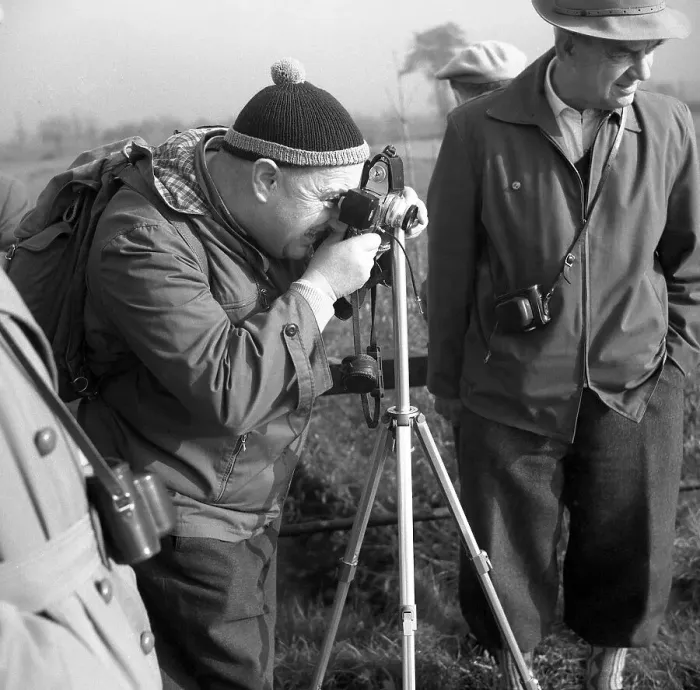 Framed Print : Men photographing with tripod around 1950 Framed Print : Men photographing with tripod around 1950