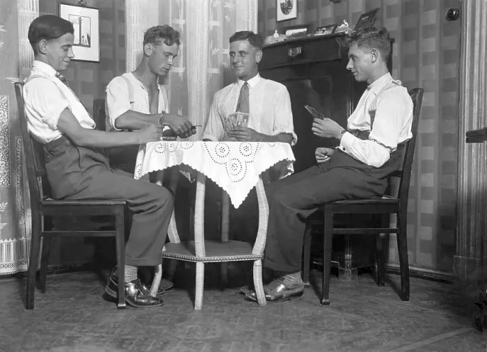 Framed Print : Four men playing cards, historic photgraph Framed Print : Four men playing cards, historic photgraph