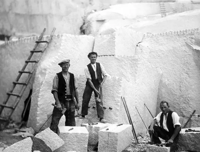 Framed Print : Three men working in the quarry Framed Print : Three men working in the quarry