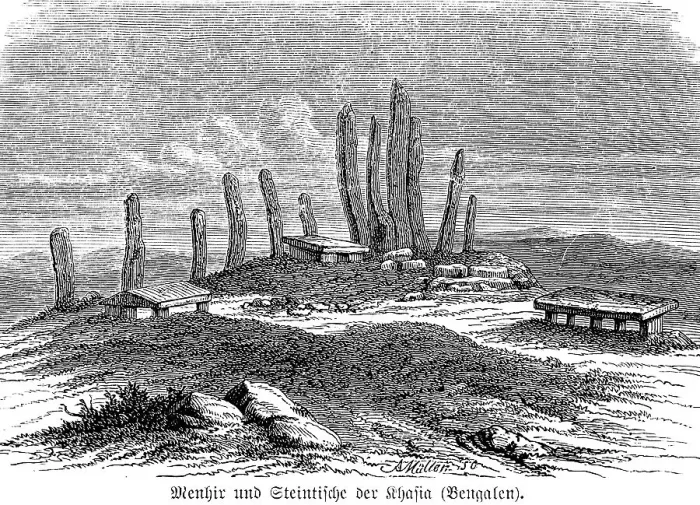 Framed Print : Menhir and stone tables of the Khasi, an indigenous people, today in the state of Meghalaya, megalithic memorial stones, India, vertical stones, mountainous landscape, history of mankind, historical illustration 1880, Asia Framed Print : Menhir and stone tables of the Khasi, an indigenous people, today in the state of Meghalaya, megalithic memorial stones, India, vertical stones, mountainous landscape, history of mankind, historical illustration 1880, Asia