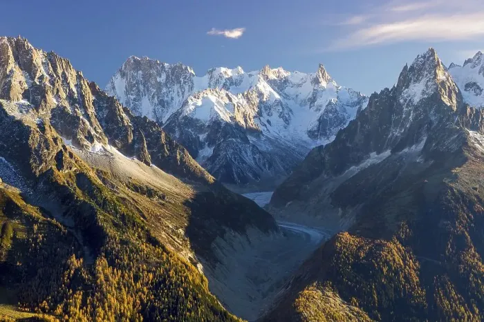 Framed Print : Mer de Glace glacier surrounded by peaks of Mont Blanc