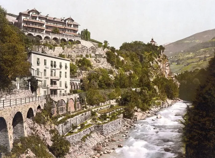 Framed Print : Merano, Gilf-Anlagen and Zenoberg Framed Print : Merano, Gilf-Anlagen and Zenoberg