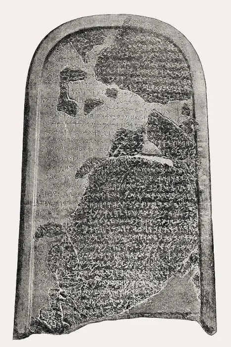 Framed Print : Mesha Stele, a black basalt stone with an inscription in the Moabite language from the Moabite King Mesa