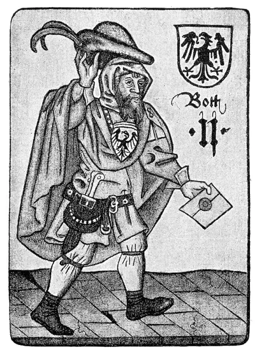 Framed Print : Messenger with sealed letter, a hand of Four