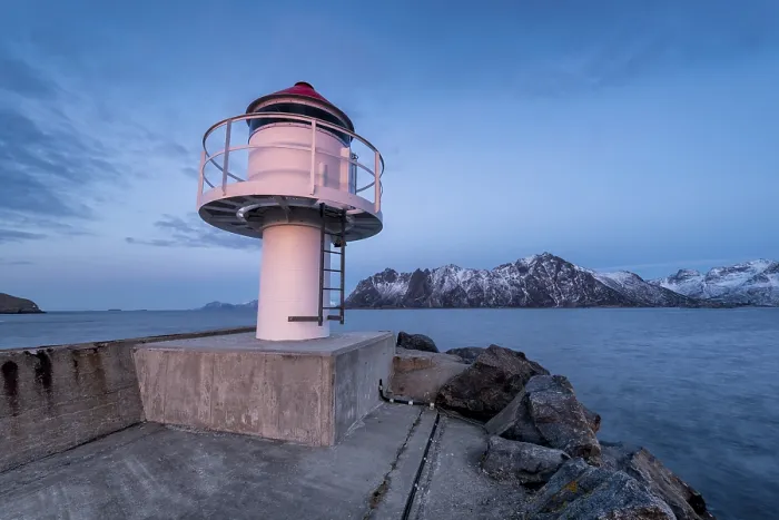 Framed Print : Metal lighthouse at Getonsteg, Vesteralen Framed Print : Metal lighthouse at Getonsteg, Vesteralen