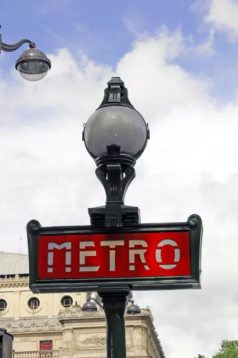 Framed Print : Metro sign with nostalgic design and red accents
