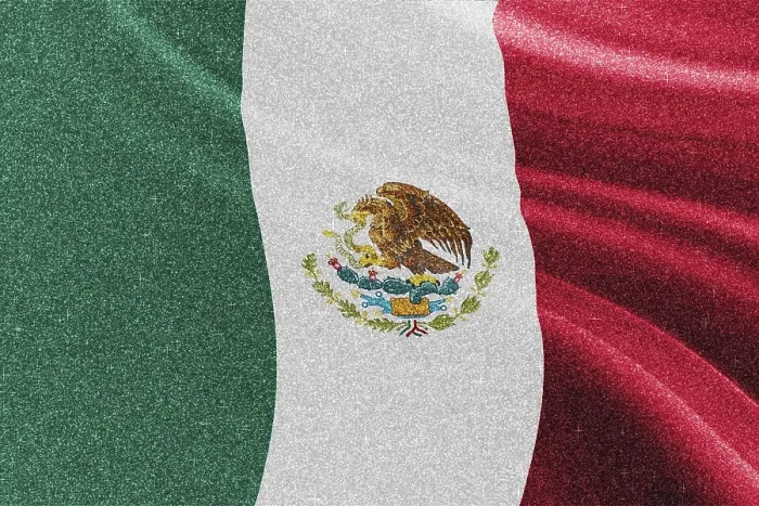 Framed Print : Mexico glitter flag, national flag