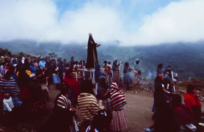 Framed Print : Mexico: Indio procession at Easter in the mountains of Zacantepec in the state of Oaxaca