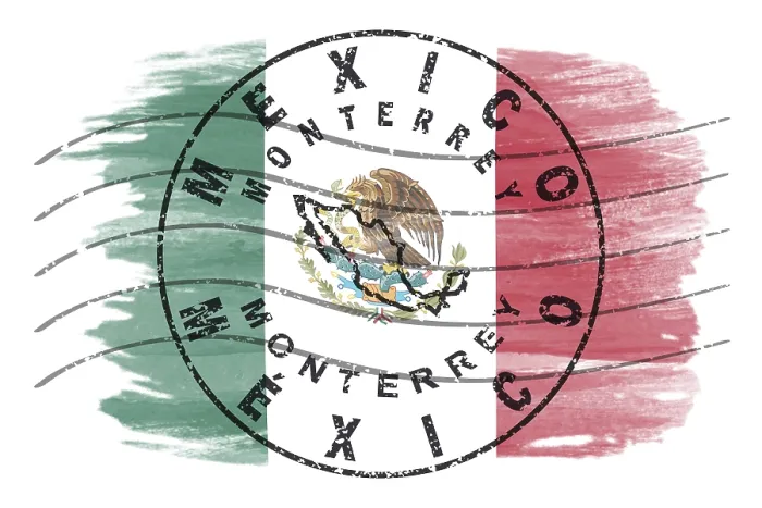Framed Print : Mexico Monterrey Round Seal Map Design