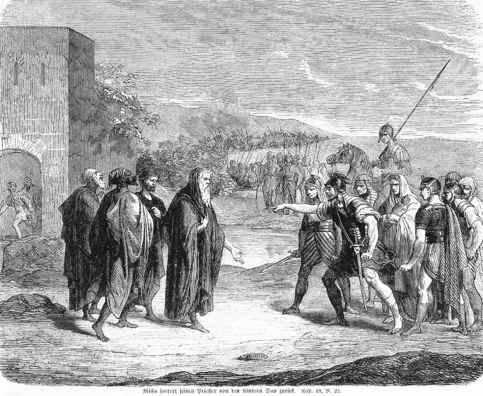 Framed Print : Micah reclaims his priest from the children of Dan