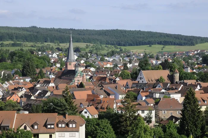 Framed Print : Michelstadt, church, town hall