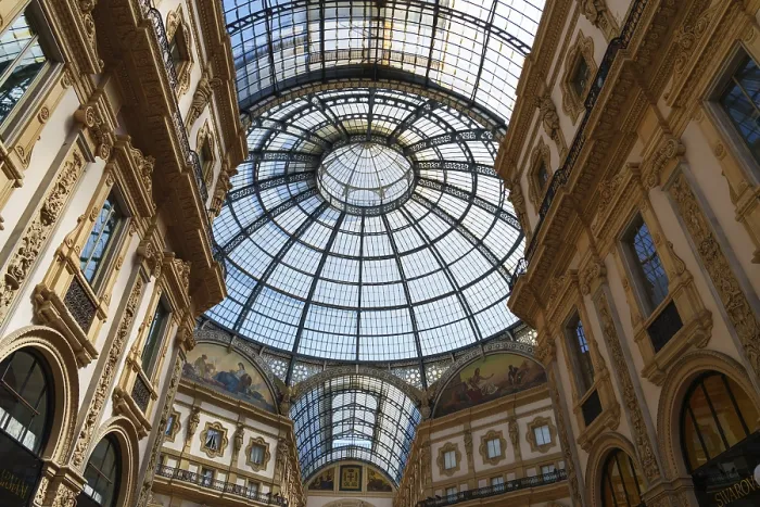 Framed Print : Milan, Italy - 24.04.2024: shopping gallery in the center of Milan
