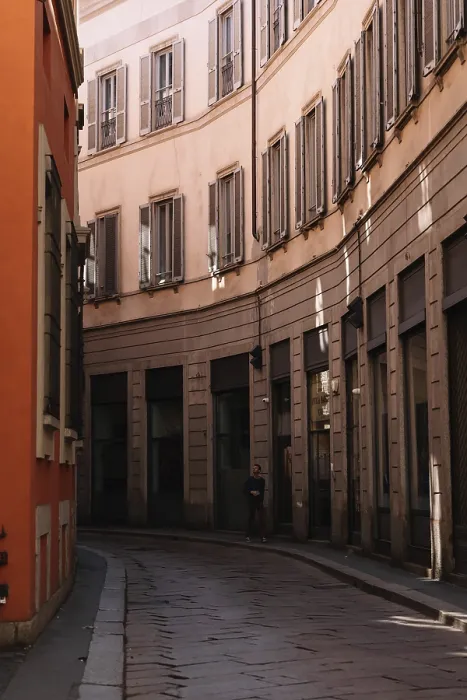 Framed Print : Milan, Italy - March, 25, 2023: People walking in streets of historical part of Milan Framed Print : Milan, Italy - March, 25, 2023: People walking in streets of historical part of Milan