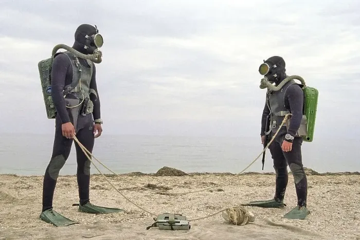 Framed Print : Military divers, Black Sea, USSR